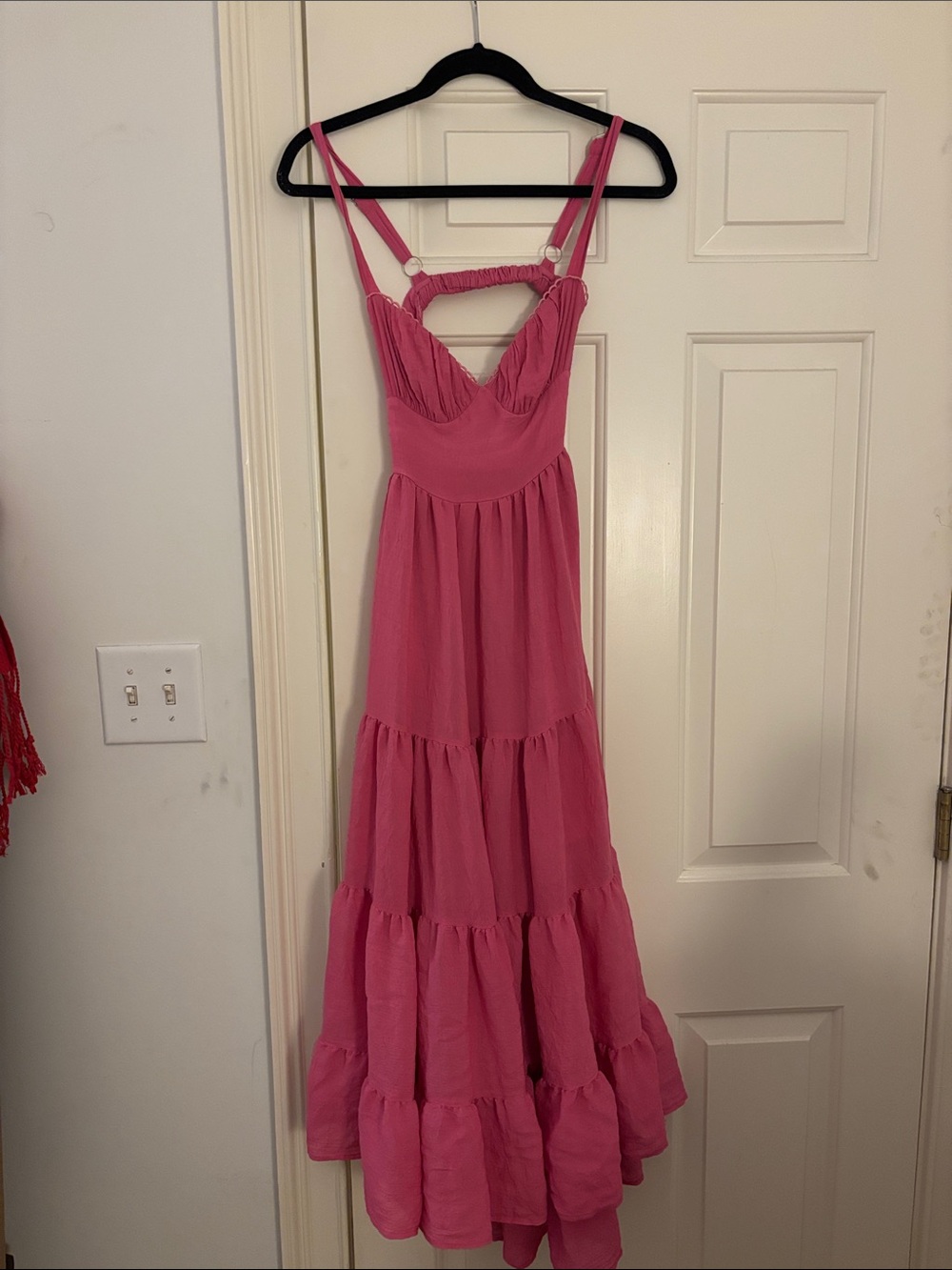 Princess Polly Spaghetti-Strap Tiered Maxi Dress in Pink - Picture 3 of 9